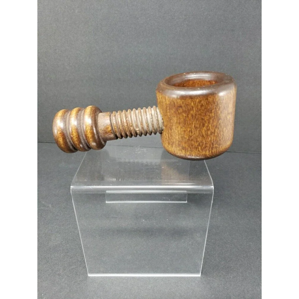 Nut Cracker Wooden Turn Screw Type Vintage Dark Solid Wood Collectible